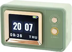 Zopsc Alto -falante Portátil de Bluetooth, Alto -falante Portátil Bt Retro Sem Fio Com Dinâmica Scene Lyrics Display, Calendário de Relógio, Som HiFi, Bt e Modo de Reprodução de