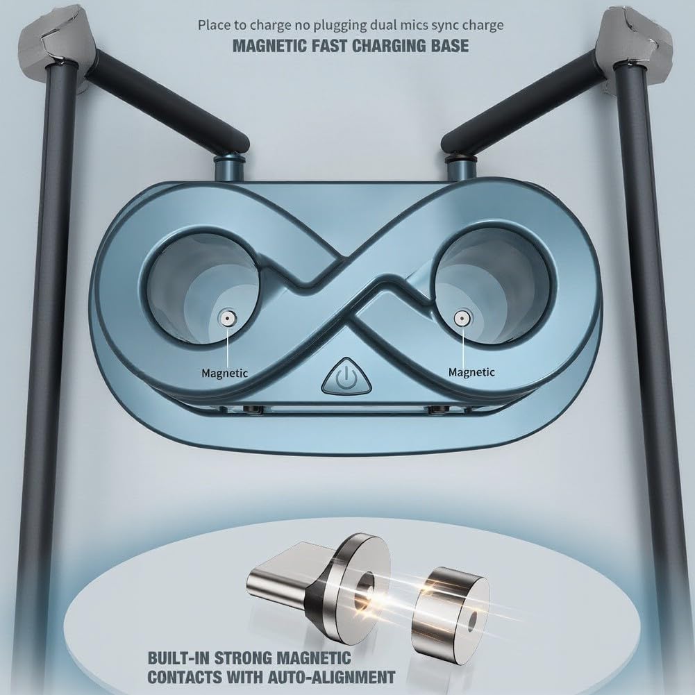 Magentic Wiederaufladbares UHF-Funkmikrofonsystem mit Dual-Handmikrofon, 79 m Reichweite, dynamischer Nieren-Tonabnehmer für Karaoke, Kirche, Partys und Events, Blau