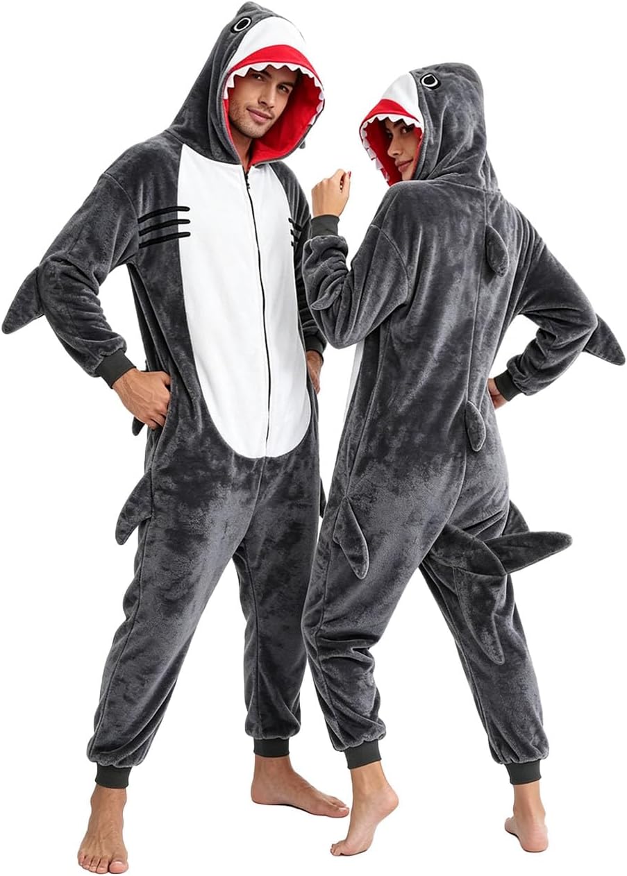 vavalad Adult Shark Onesie Pajamas Unisex Cosplay Costume Women and Men