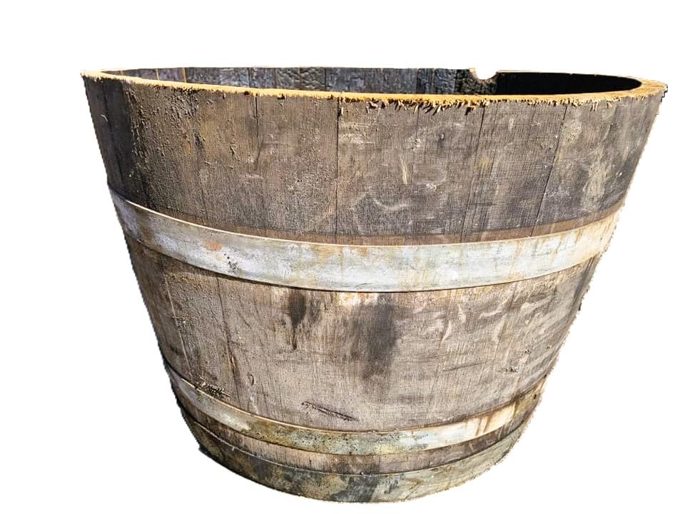 WATERTIGHT OAK HALF WINE BARREL ICE BUCKET FISH WILD POND LILLY WATER FEATURE