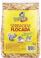 Serragem Flocada Power Pets para Roedores e Pássaros - 1 kg