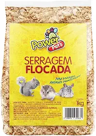 Serragem Flocada Power Pets para Roedores e Pássaros - 1 kg
