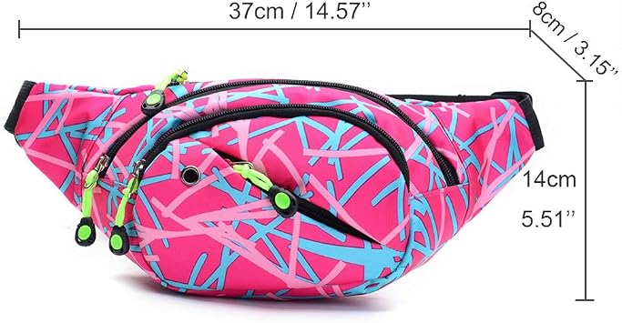 Fanny Pack Fashion Waist Chest Bag Adjustable Belt Chest Shoulder Pack Casual Bag Bum Bags Hip Pouch for Running Hiking Fitness Cycling Beach Travel Concert Festival (Pink)