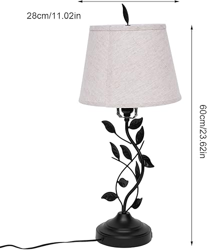 Miniatura 2 de Eapmic Lámpara de mesa con puertos USB, lámpara de mesa auxiliar de noche, lámpara de escritorio tradicional, lámpara de hoja retro grande para sala