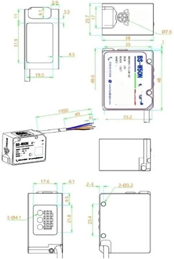 1pc Remote Color Code Photoelectric Sensor BS-W50N Adjustable Anti Shake Spot Color Code Photoelectric LR-W500(BS-W50N NPN)