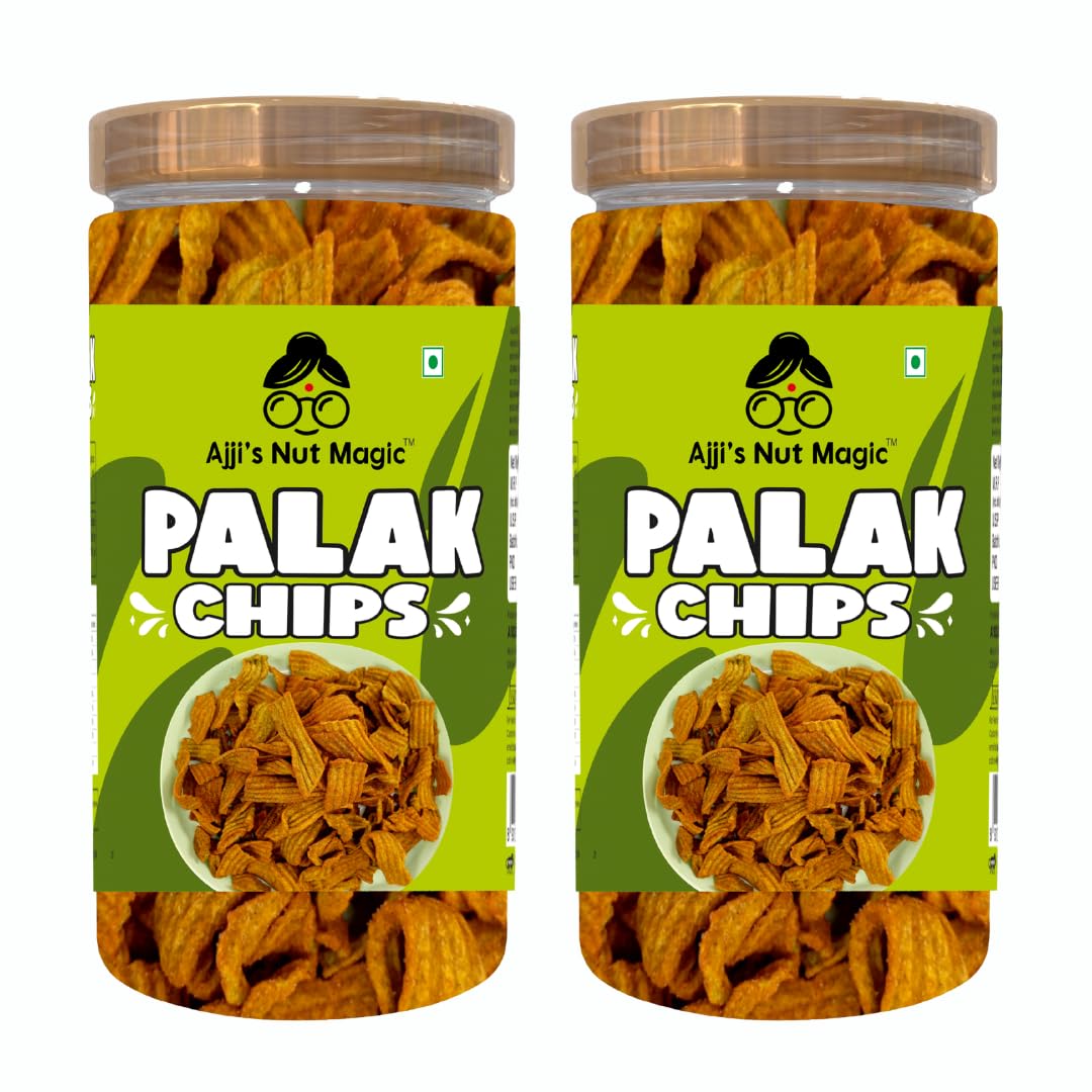 Ajji's Nut Magic Palak Chips 400g (Pack of 2- Each 200g) | Healthy Vegan Snack | Gluten-Free, Low-Calorie | Light & Crispy Chips | high protein | Natural ingredients | No Artificial Colors and Preservatives | Perfect Snacking for Kids & Adults | Travel-Friendly-image-4
