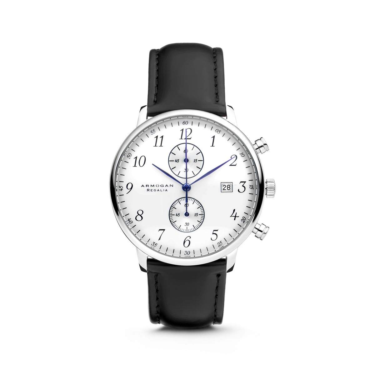 ARMOGAN Regalia - Silvered White C84 - Men's Chronograph Watch Leather Strap