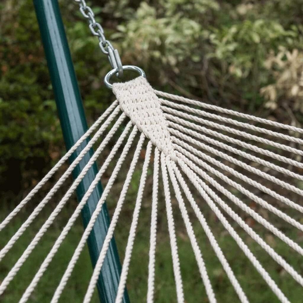 Hamak kempingowy z liny bawełnianej, hamaki z siatki plecionej na zewnątrz/podwórko do wewnętrznego patio hamak (biały 200 x 150 cm)