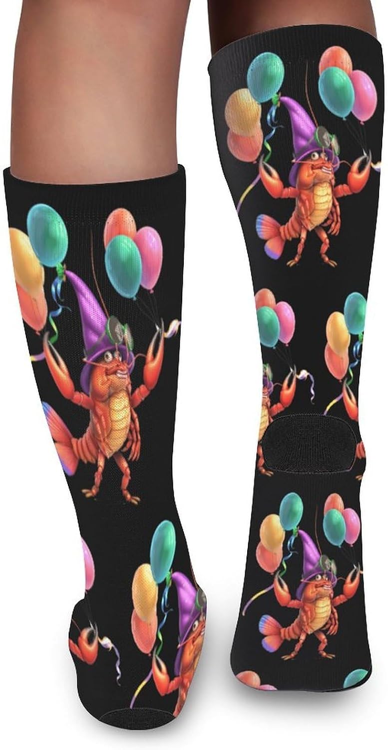Mardi And Gras Crawfish Knee High Socks Athletic Long Stockings Sport Casual Crew Tube Sock Boot 46cm