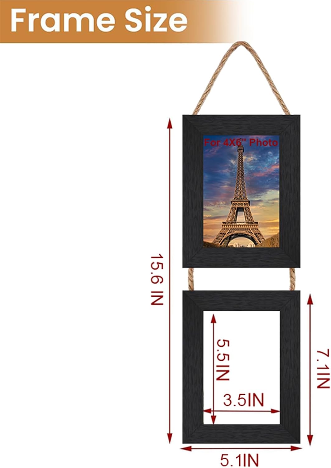 4x6 Wall Hanging Picture Frames Collage with 2 Opening Black Frames 2 Pack - Image 3