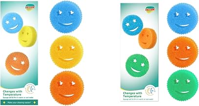 HELIME Scrub Sponges Dish Scrubber, Non Scratch Multipurpose Color Sponge, Dual Sided Temperature Controlled Cleaning Pads, Safe for Kitchen and Bathroom, Mess and Odor Resistant BPA Free Polymer Foam