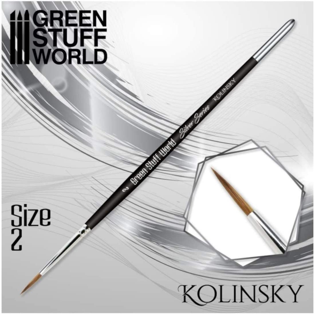 Green Stuff World Pinceau Kolinsky pour modèles et miniatures Silver Series - Taille 2 (2355)