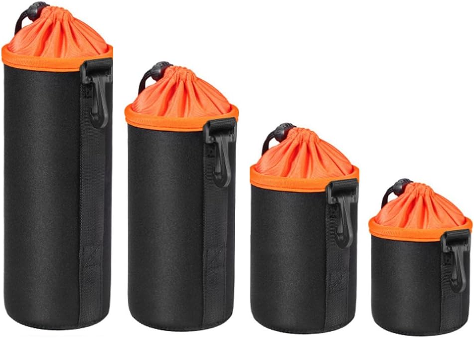 4 Pack Lens Pouch Lens Case Thick Waterproof Protective Neoprene Lens Pouch Set for Sony Nikon Camera Lens