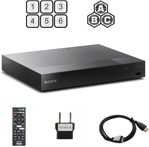 Sony BDP-S1700 DVD Blu-ray multiregión reproductor libre de región 110-240 voltios cable HDMI y adaptador de enchufe Dynastar paquete inteligente