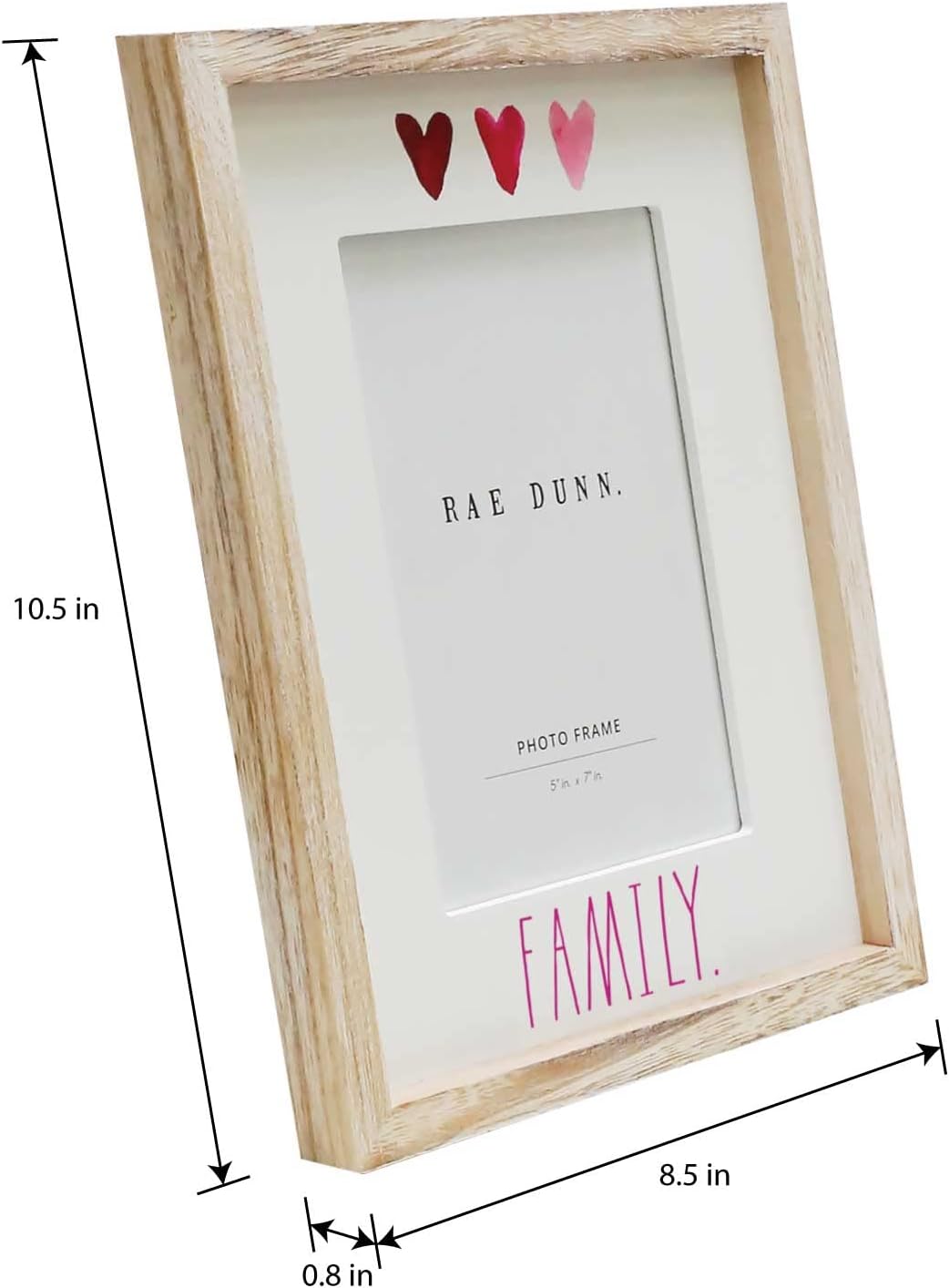 Rae Dunn 5 x 7 Inch Picture Frame Wood - Farmhouse Photo Frame for Wall Hanging or Desk / Tabletop Display - Rustic Frames for Family Photos, Couples, Kids, Pets - Home and Office Décor, "Family"