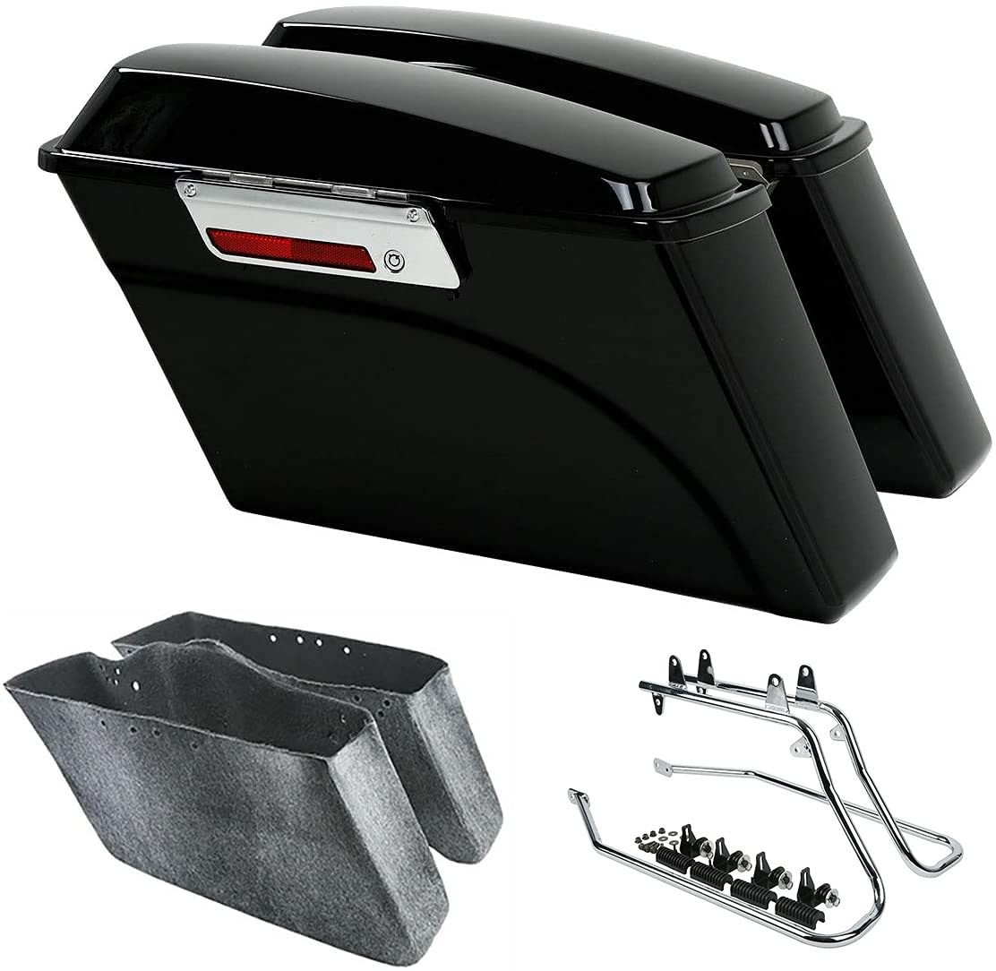 TCMT Hard Saddlebags &amp; Liners Carpet Insert W/Conversion Brackets Fits For Harley Davidson Heritage Softail Deluxe 1984-2017 (except Deuce &amp; Slim Models)