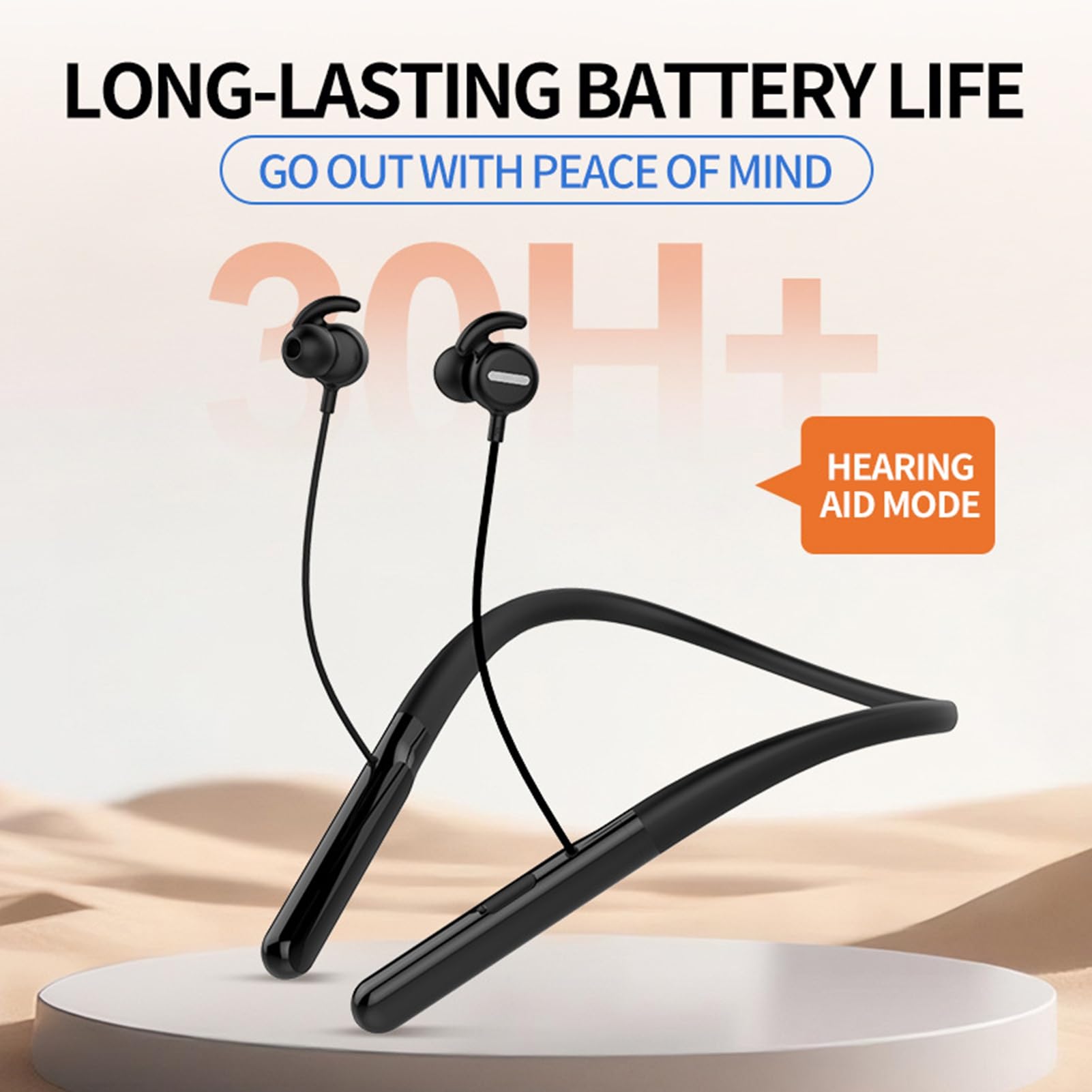 Tangxi Auricolari Bluetooth con Archetto da Collo, Auricolari Wireless Ricaricabili Ad Alto Volume con Cancellazione del Rumore per Guardare la TV Conversazioni Musica Sport Chiamate in (BLACK)