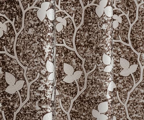 Image of Homefab India 2 Piece Polyester Printed Curtains Room Darkening Panel - Door 7 feet, Petals Brown Curtain