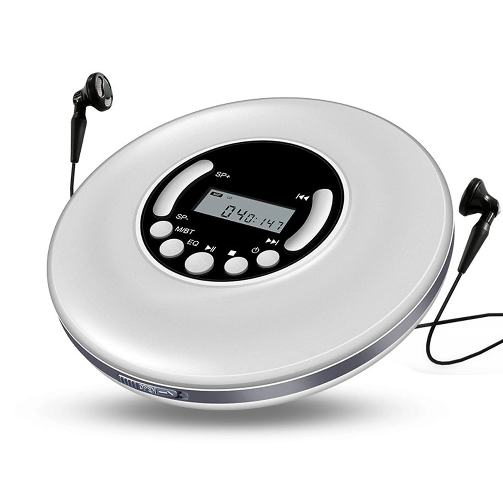 Domary Lettore CD Portatile Lettore CD Personale Compact Disc Musicale MP3 Ripetizione A B Display LCD Jack per Cuffie da 3,5 Mm Effetti Sonori EQ per MP3 R RW (Bianca)