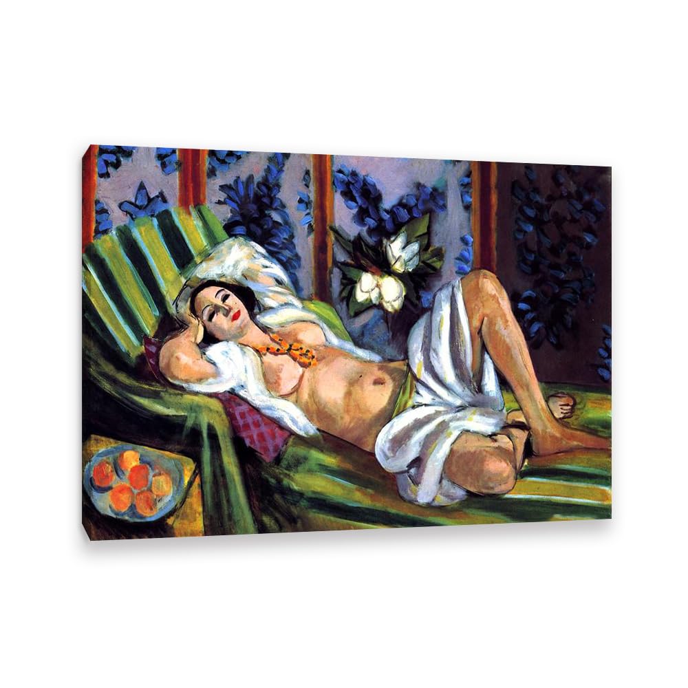 MYCGGDGH Henri Matisse Painting Reproduction Odalisque with Magnolias famous art poster Henri Matisse wall decor for bedroom Picture for living room Bathroom Office 85x60cm(33x24in) Frame