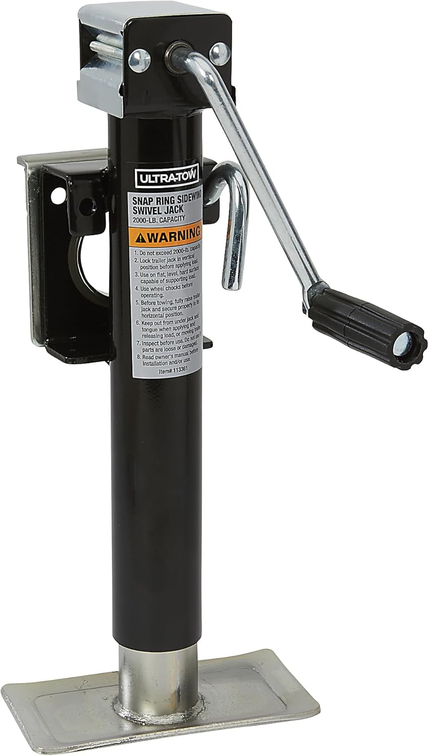 Ultra-Tow Snap Ring Swivel Sidewind Jack, 21-1/4in. Extended Length, 2000-Lb. Lift Capacity