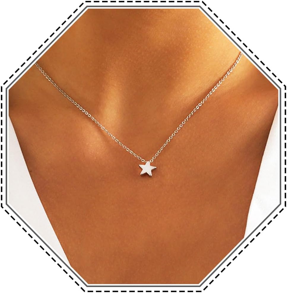 Star Necklace Silver Star Pendant Chain For Women and Girls