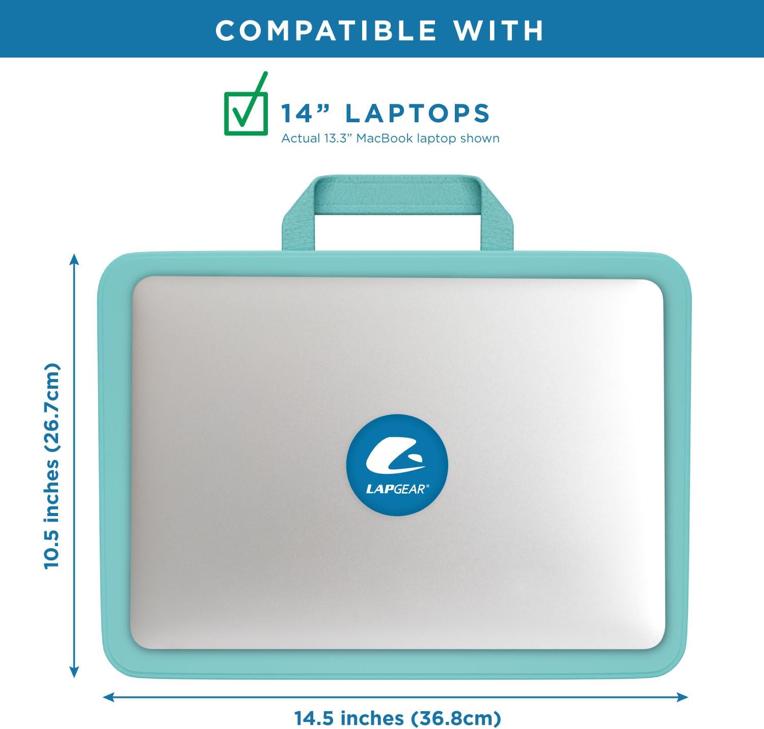 LAPGEAR Compact Lap Desk – Fits Up to 14″ Laptops – Pack of 12 – Aqua Sky – Style No. 43009