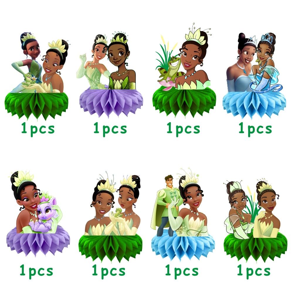 Image of 8Pcs Princess Frog Table Centerpieces Birthday Party Supplies Double Side Table Decorations for Tiana Party Decorations