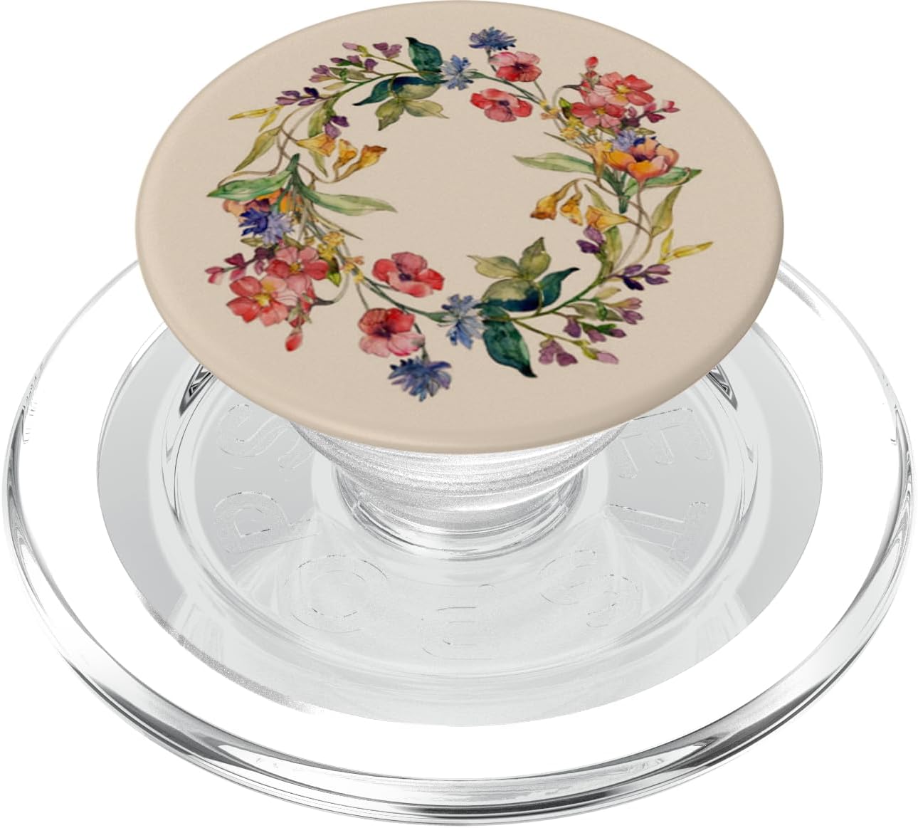 Cute Summer Wildflowers Wreath Design Floral on Beige PopSockets PopWallet for MagSafe