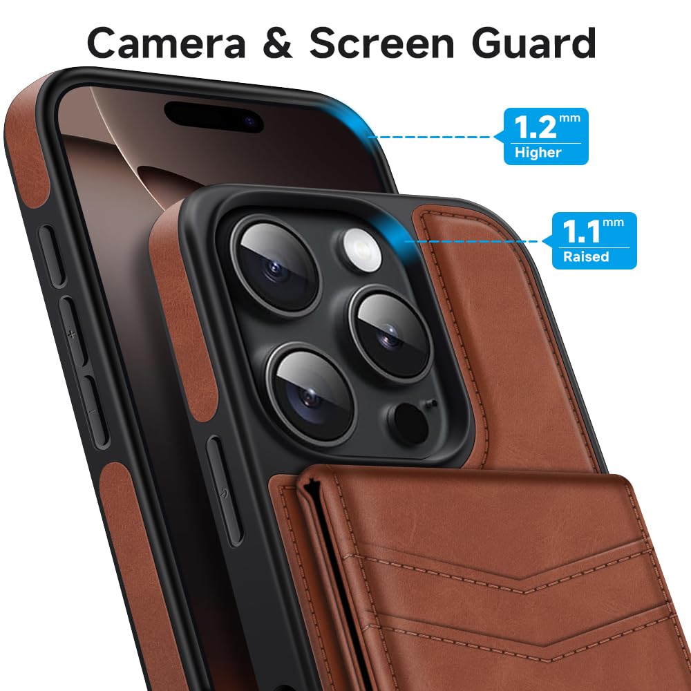 Custodia IPhone 16 Plus MOBESV In Pelle Con Portafoglio E Supporto – Magnetica E RFID, Blu Reale - 3