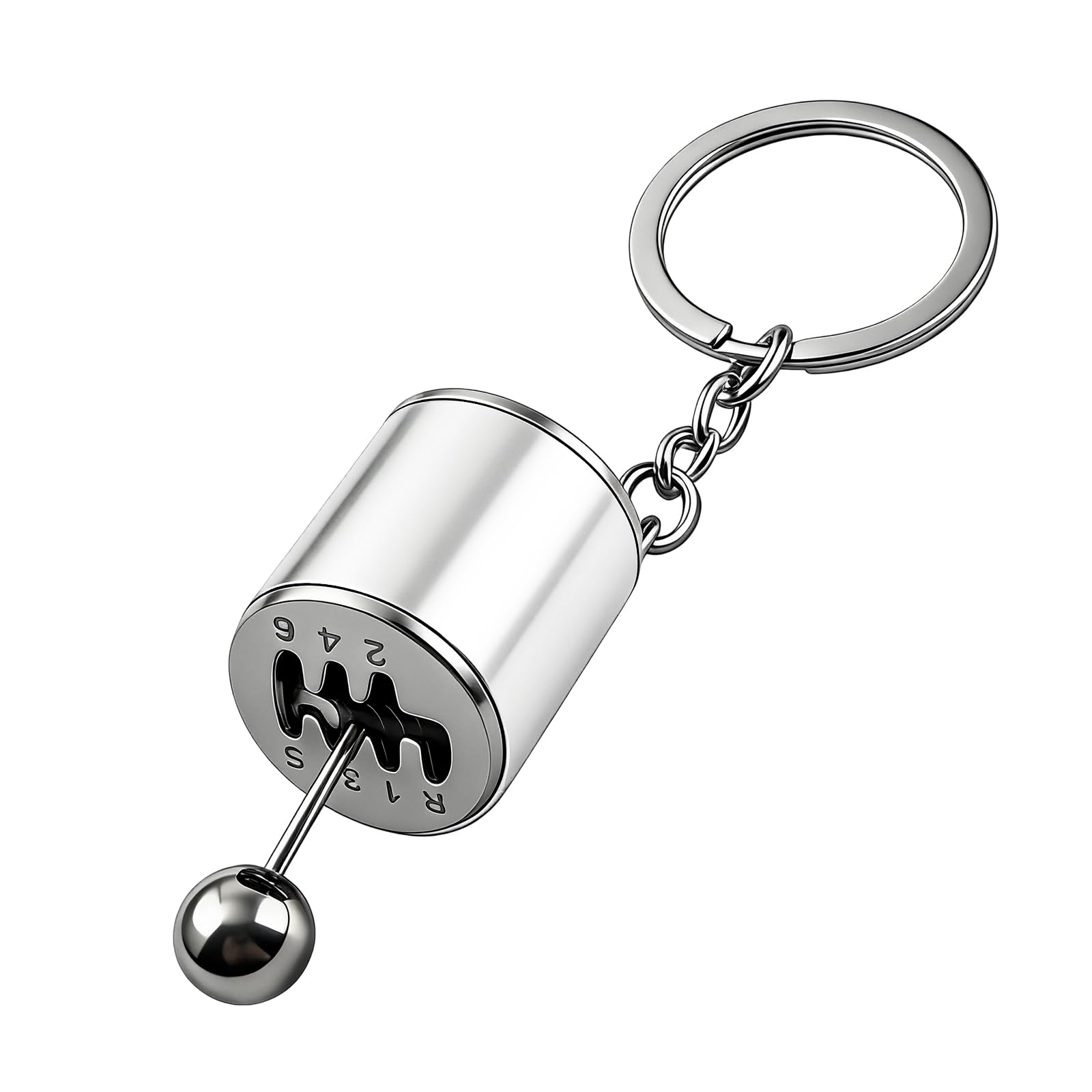 HIAHXC Gearbox Keychain,6-Speed Manual Transmission Gearbox Key Chain,Creative Gear Shifter Keychain,Stick Shift Keyring Car Fidget,Stress-Relieving Gear Shift Fidget Toy,Car Accessories (Silver)