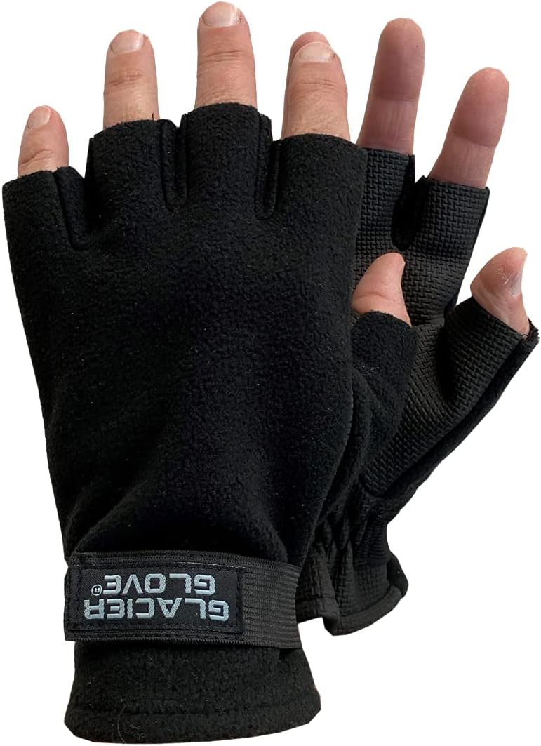 Glacier Glove Alaska River Series Durable Windproof Fingerless Gloves - Black