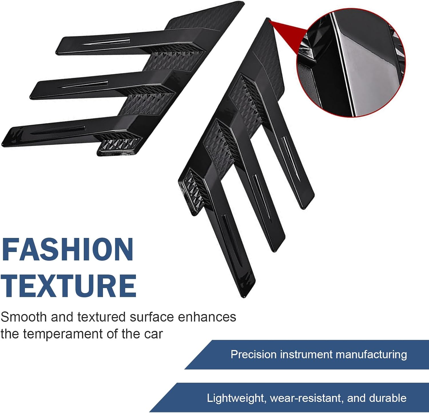 2 PCS Car Rear Window Air Knife Shaped Decals, Louvers Decorative Sticker, Racing Style Fender Decal, Automotive Upgrade & Modification Decorative Accessories (Gloss Black)