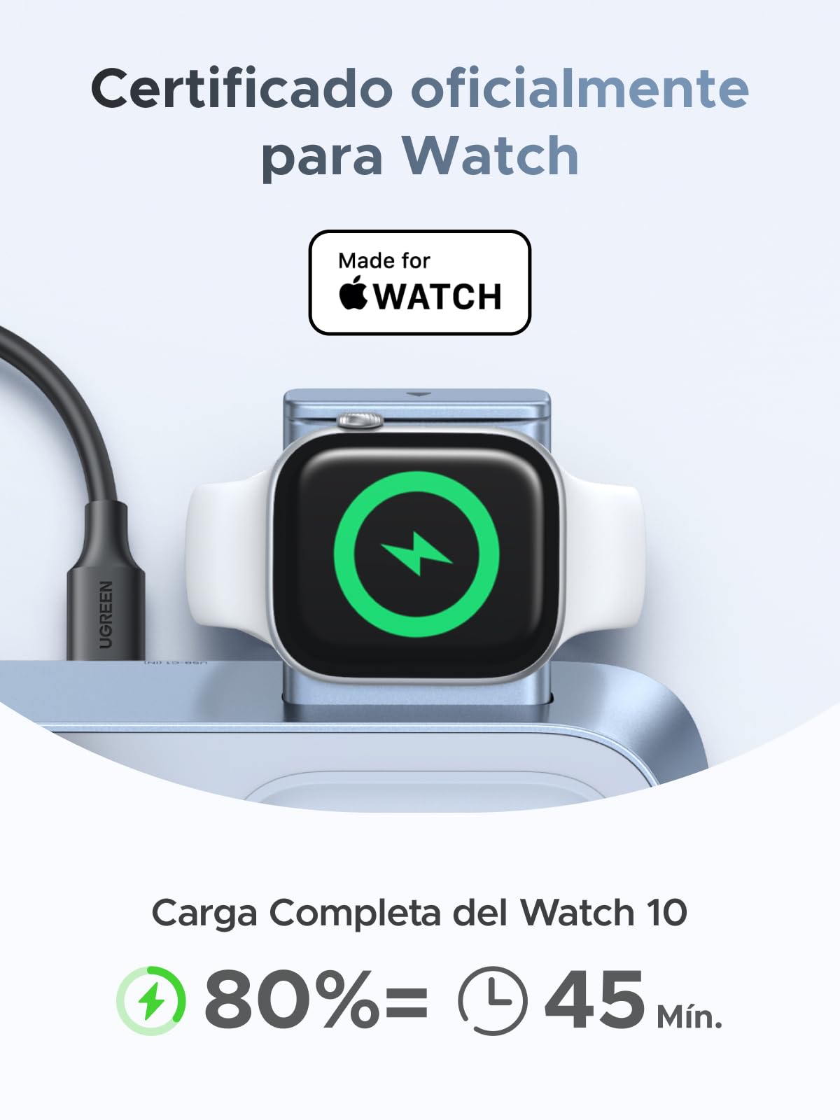 UGREEN MagFlow 3 en 1 Cargador Inalámbrico iPhone Qi2 25W Magsafe | Compatible con iPhone 17/16/15/14/13/12 Air Plus Pro Max AirPods 4/3/Pro 3/2/1 iWatch Estación de Carga Rápida