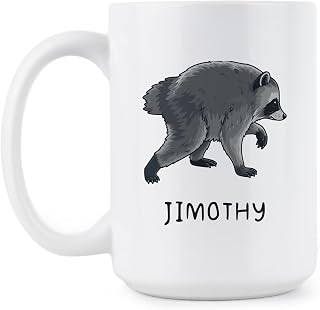 LIBBY'S BENCHMARK27 DESIGNS Jimothy Mug Raccoon Seattle Trending Merch Famous Coffee Cup Raccoons Lover Gift