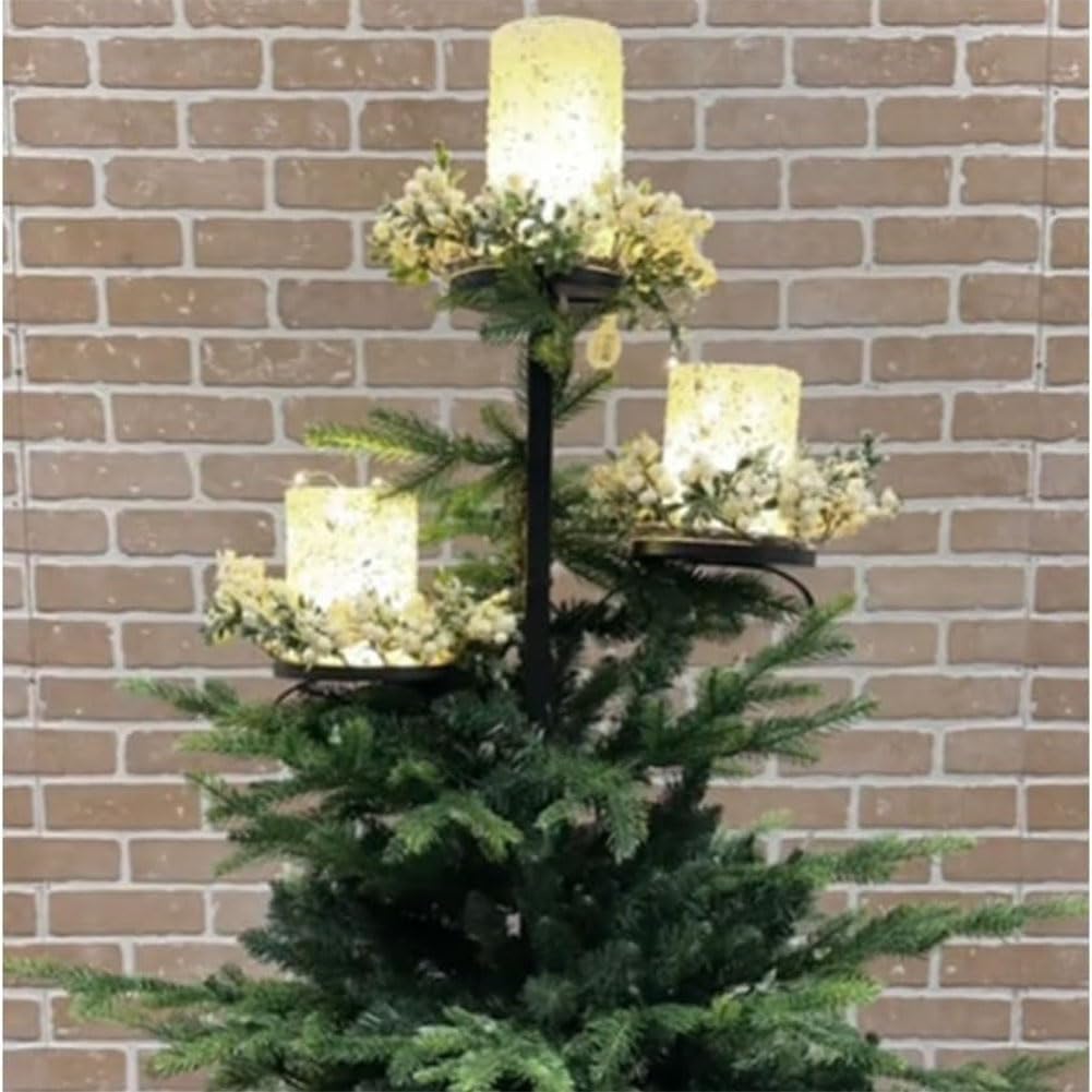Black Triple Tree Topper, Candle Holder Tree Topper, Candelabra Tree Topper for Christmas, Candelabra Tree Topper, Black Christmas Tree Topper (2pcsC)