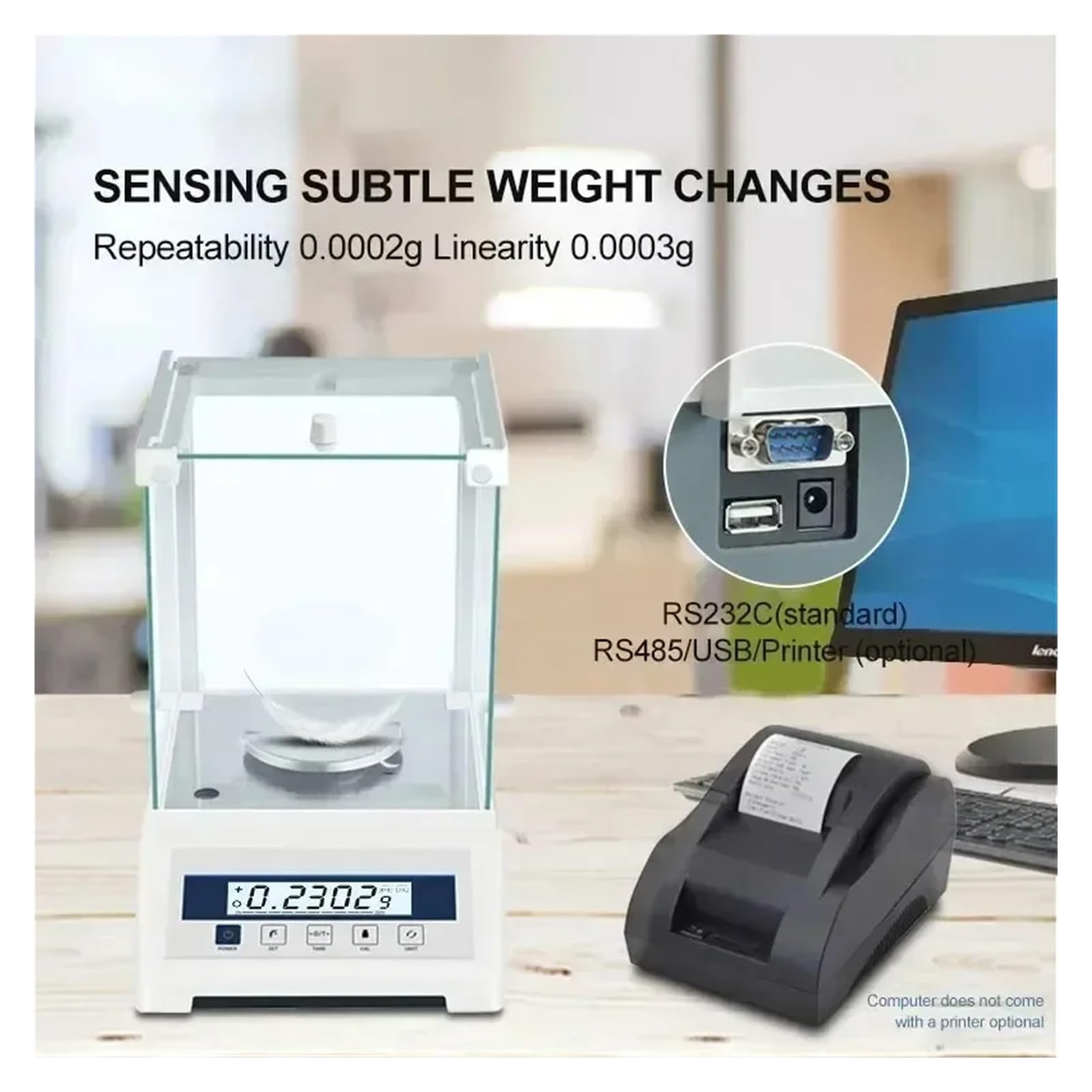 Básculas digitales de laboratorio, Balanza analítica de 220 g y 0,0001 g, balanza digital de precisión electrónica con pantalla LCD de 0,1(220g 0.0001g FA2204E)