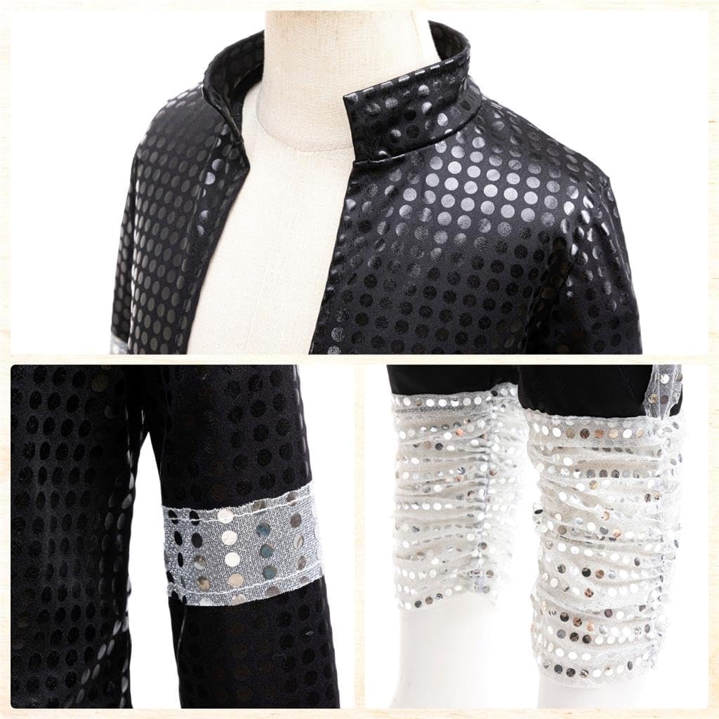Dressy Daisy Pop Star Dance Costume 5pcs Set for Kids Boys 5-12, Sequin Jacket 80s 90s Halloween Disco Party Stage Outfit - Image 5