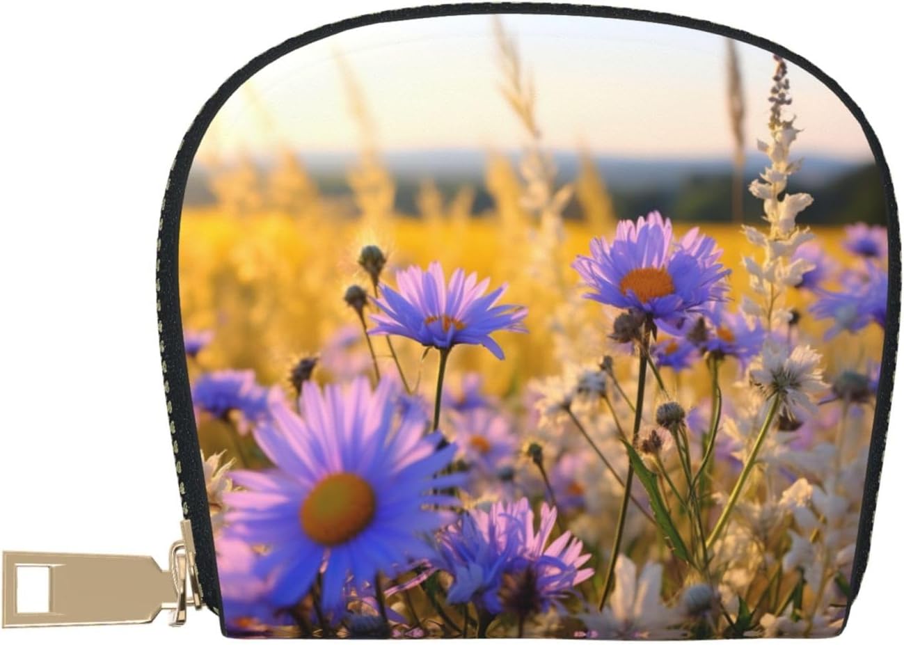 Wild Flowers and Cornflowers Daisies3 print Wallet Credit Cards Holder Business Card Case for Men Women Compact Size for Adults