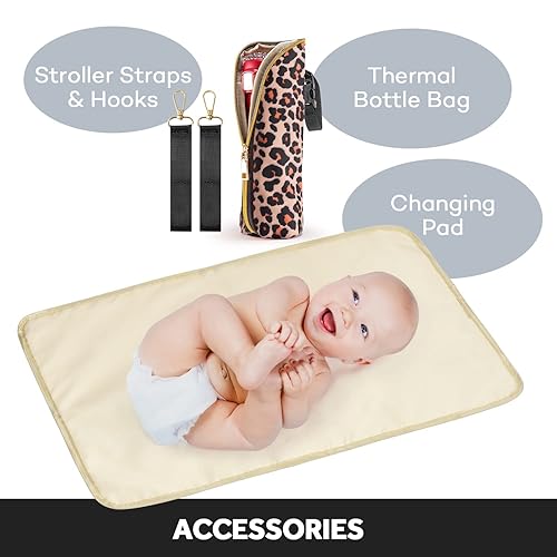 Miniatura 5 de LitBear - Mochila para pañales, multifunción de gran capacidad, leopard print