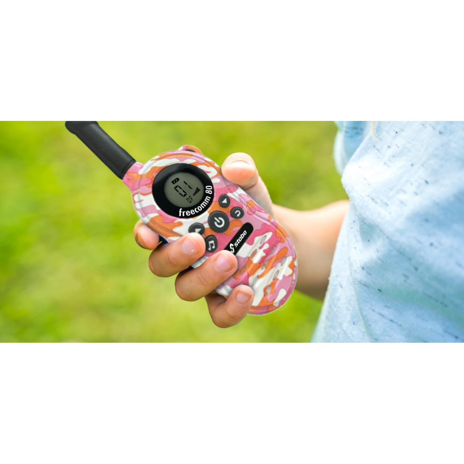 Stabo Elektronik 20080 - Set di radio portatili Freecomm 80, 2 radio con display LCD, walkie-talkie per brevi distanze