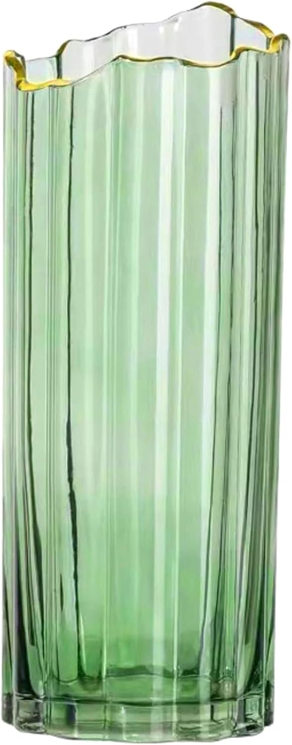 Heavy Glass Vase for Flower Tall Vase Cylinder Vase Tabletop Decoration Green 4.7" L x 4.7" W x 11.8" H