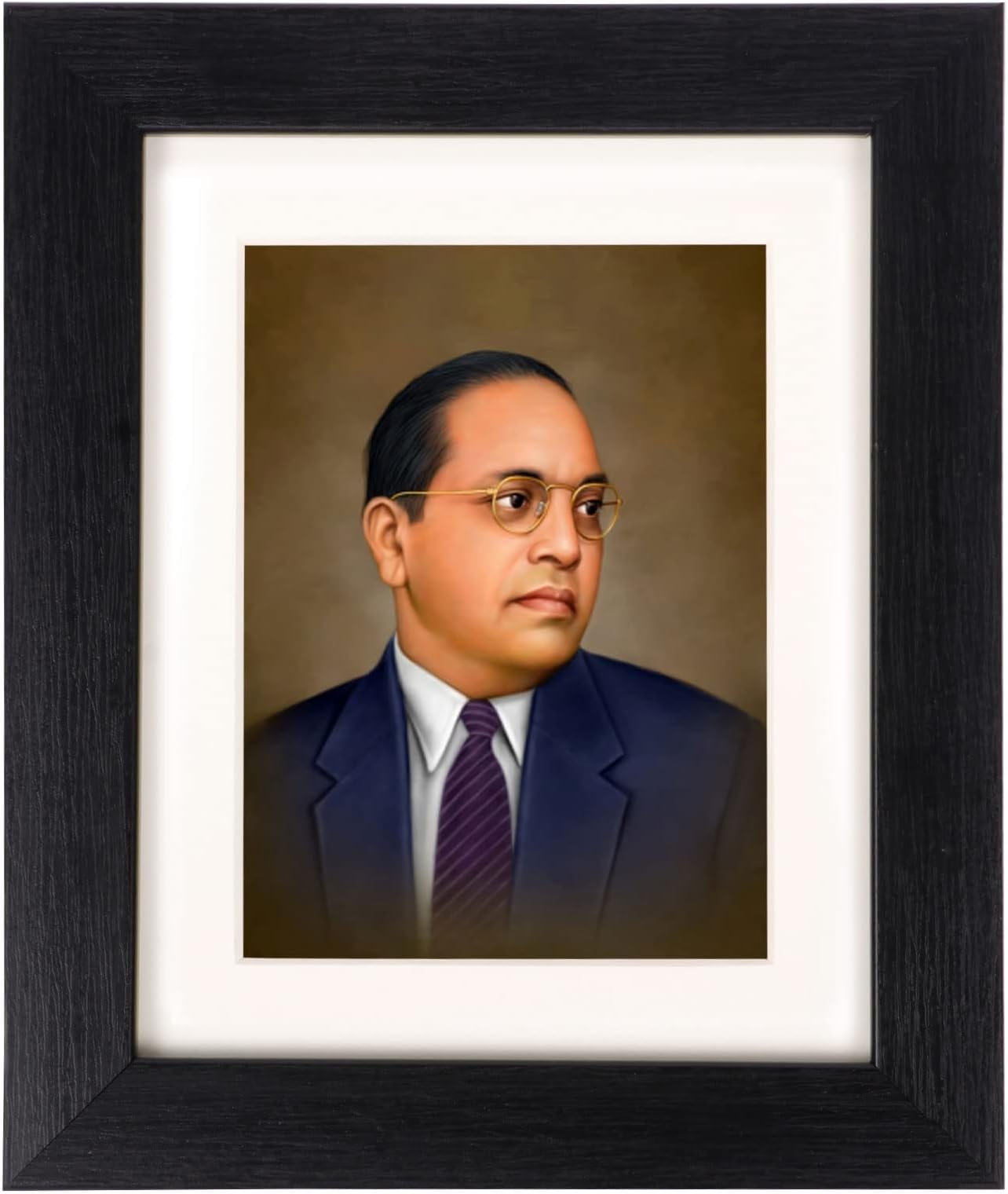 Tarapara "Dr. Bhim Rav Ambetkar Table Top Canvas Printed with Soft White Window Mount Decorative Black Frame