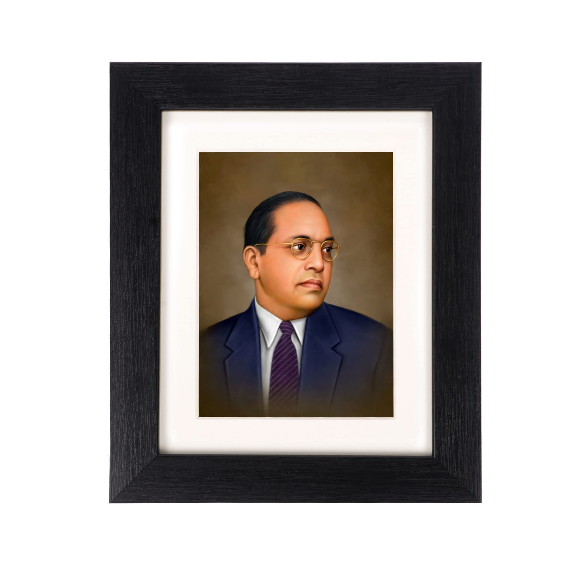 Tarapara "Dr. Bhim Rav Ambetkar Table Top Canvas Printed with Soft White Window Mount Decorative Black Frame