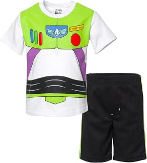 Toy Story Woody Buzz Lightyear Cosplay T-Shirt and Mesh Shorts Outfit Set Toddler to Little Kid