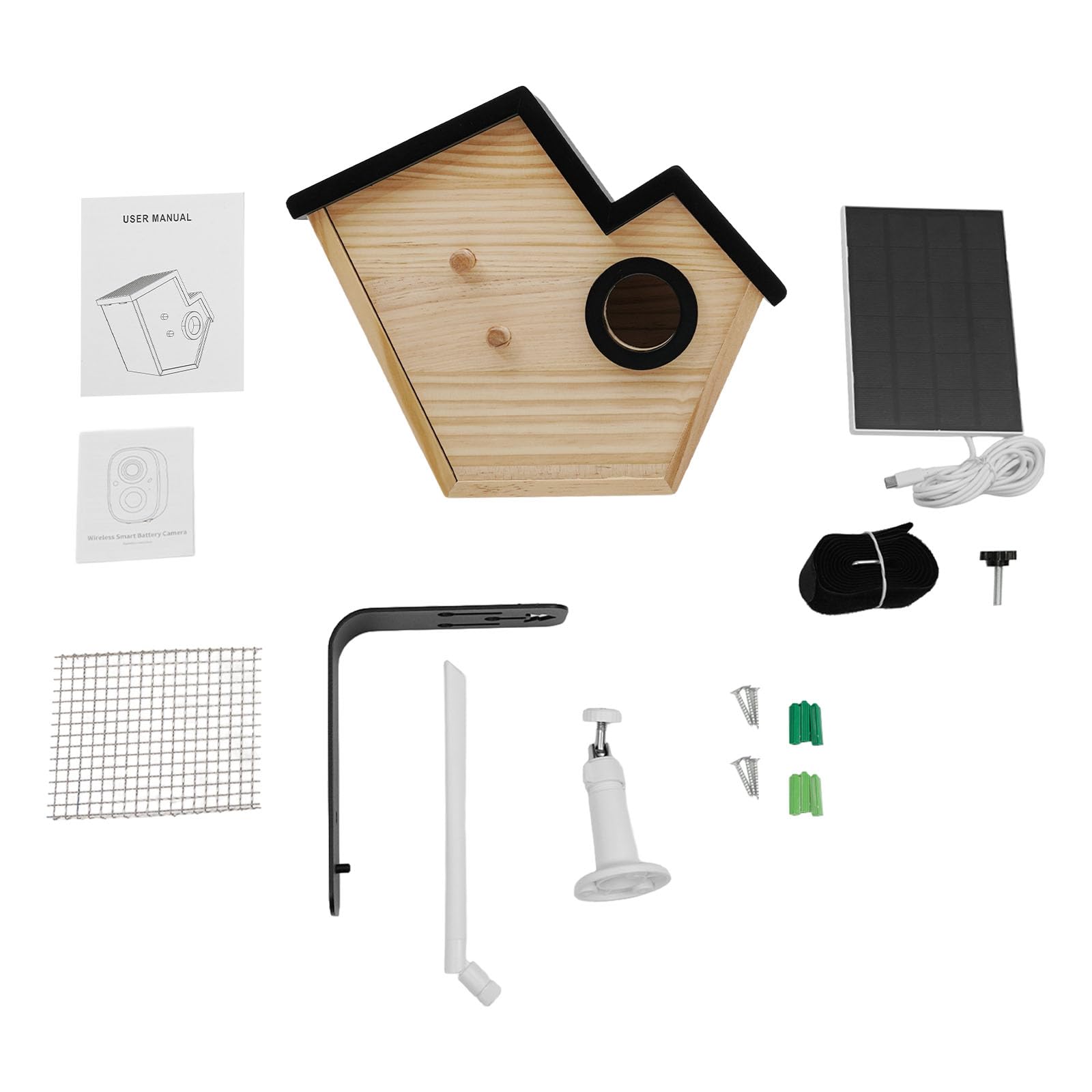 Casa de pájaros inteligente de madera con cámara, nido de pájaros alimentado por energía solar con detección de IA, nido con cámara de caza HD, visión nocturna, resistente a la intemperie