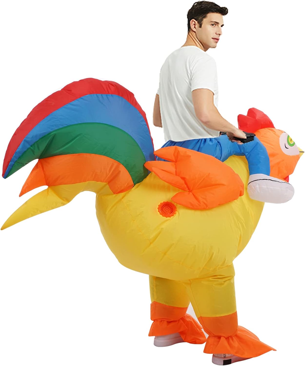 Stegosaurus Inflatable Chicken Costume for Adult Ride On Chicken Costume Funny Halloween Costumes For Men Women Rooster Blow up Costumes - Image 3