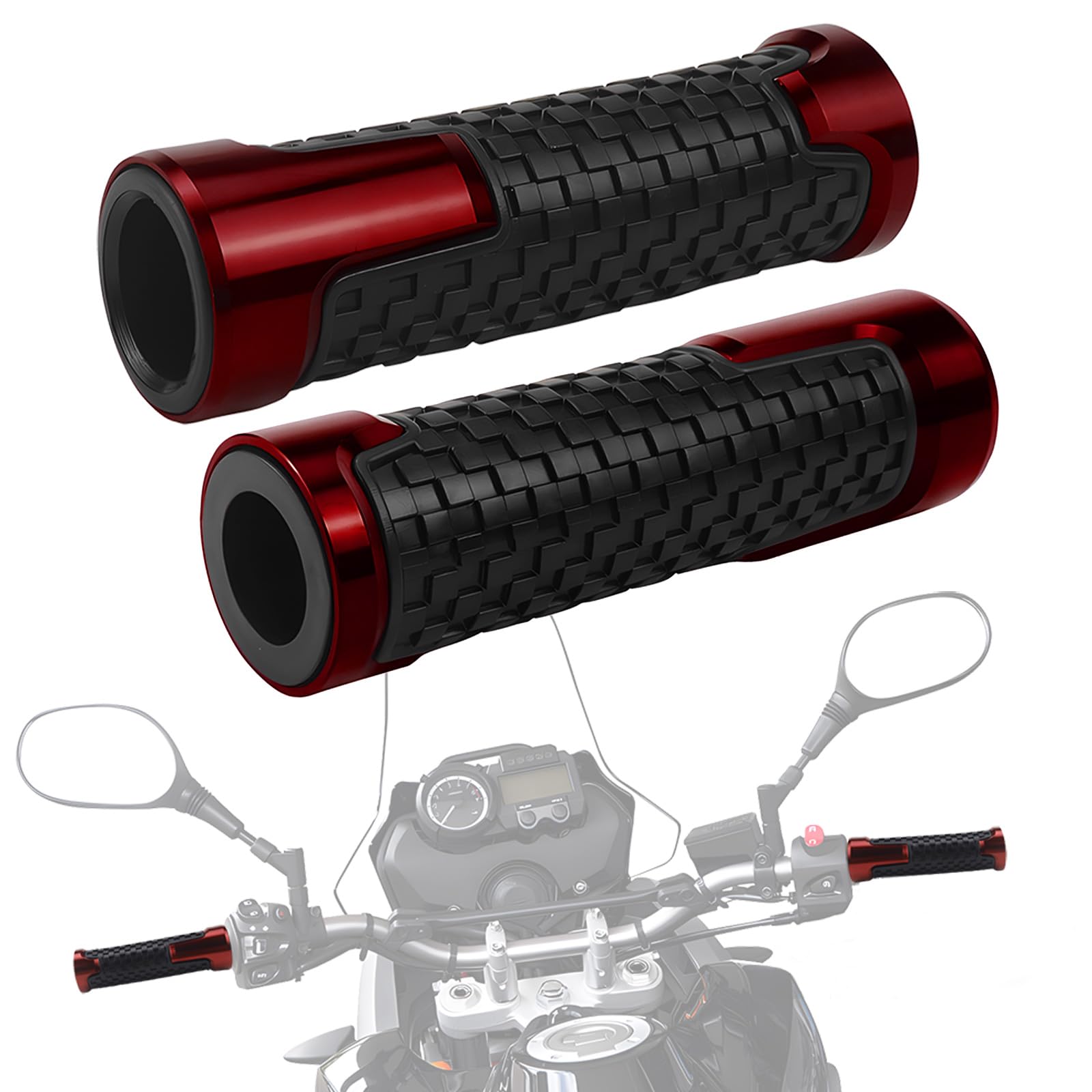 Manopole Moto 1 Paio 22/24Mm Nere Universali Antiscivolo - Foto 5