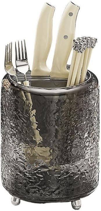 Utensil Holder Utensil Holder Knife Holder, 360° Rotating Kitchen Utensils Holder for Countertop, Modern Multifunctional Utensil Holder Chopsticks Fork Organizer Cutlery Holder(Clear)