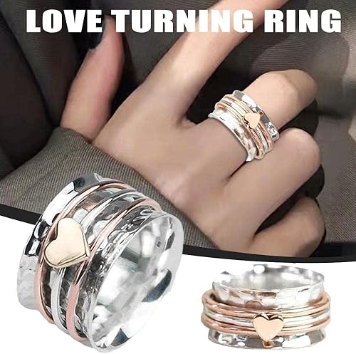 Miniatura 2 de Anillos de corazón clásicos de moda, anillo giratorio para aliviar la ansiedad, anillos giratorios con diseño de corazón, anillos de amor, anillos